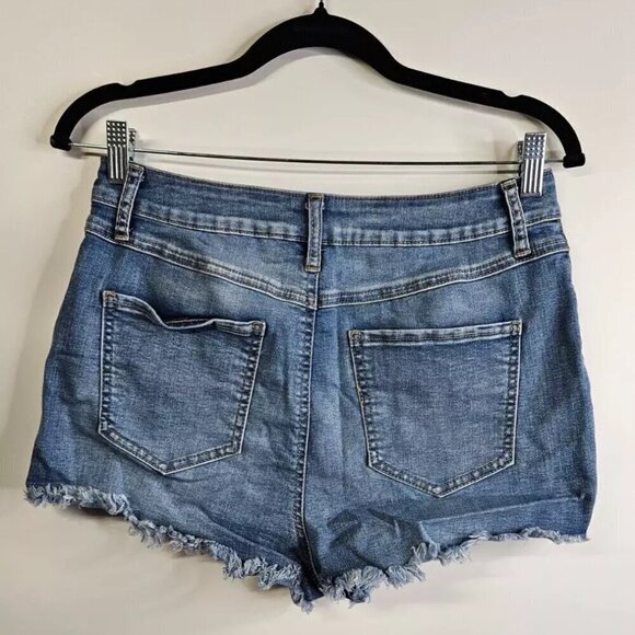 Rewash Brand Denim Shorts High Rise Distressed Button Fly Shorts, 11/30 - Picture 2 of 9
